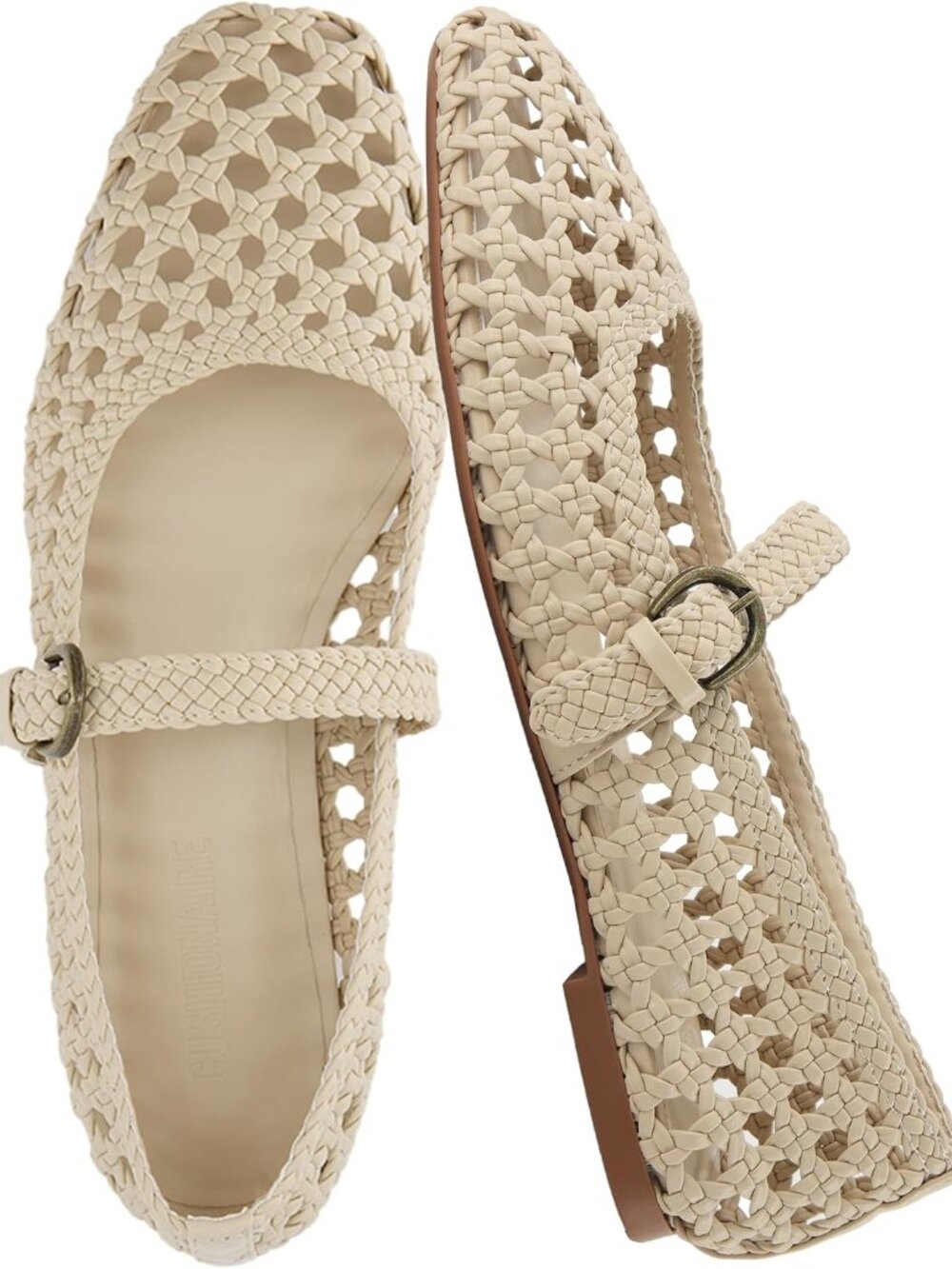 Weston Hand Woven Mary Jane Flats for Women, Comfortable Dressy Ballet Flats wit